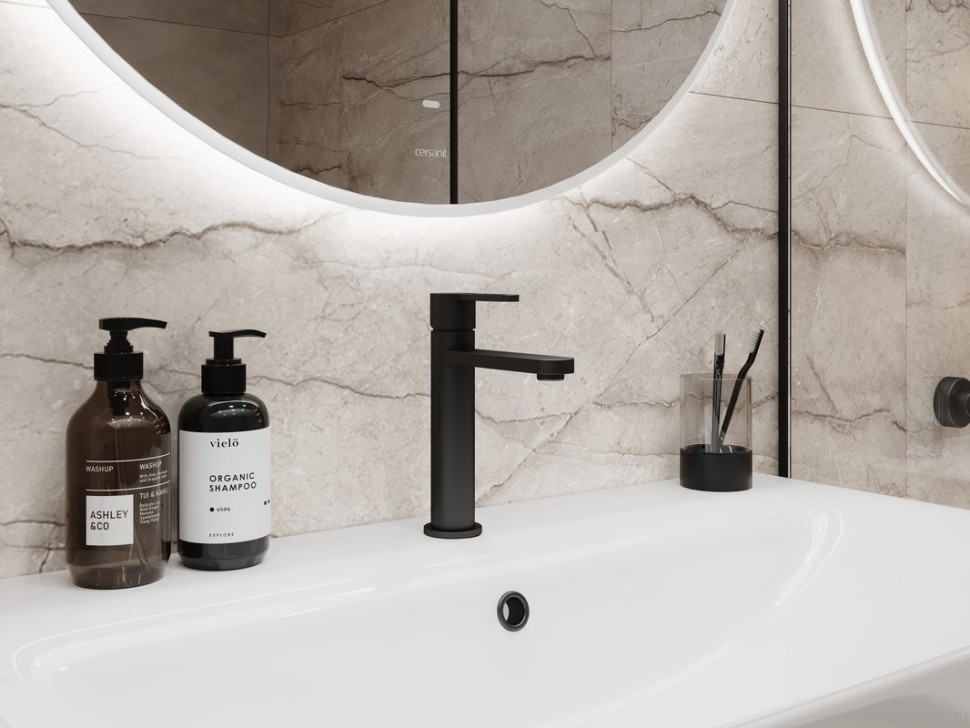 Смеситель для раковины Cersanit Олива (Oliva) 68960 матовый черный