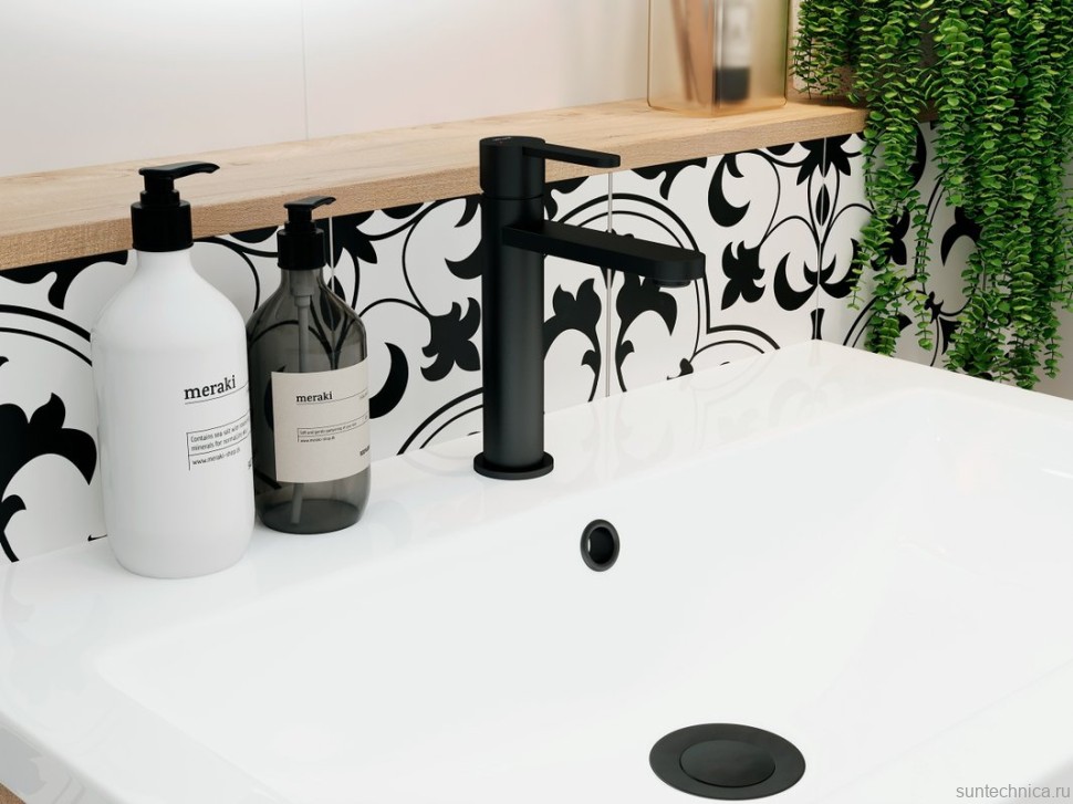 Смеситель для раковины Cersanit Олива (Oliva) 68960 матовый черный