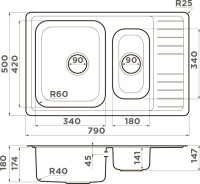 Комплект Мойка Omoikiri Sagami 79-2-IN + Измельчитель Nagare 500