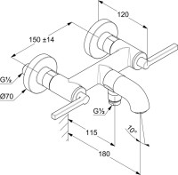 Смеситель для ванны с душем Kludi Nova Fonte Puristic 205403915 черный матовый