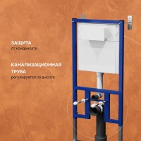 Комплект Унитаз подвесной DIWO Анапа безободковый + Крышка 803-003-709 термопласт, с микролифтом + Инсталляция + Кнопка 7323 черная матовая