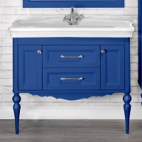 Тумба с раковиной ValenHouse Эстетика 100, синяя, подвесная, ручки хром, раковина Модерн