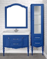 Тумба с раковиной ValenHouse Эстетика 100, синяя, подвесная, ручки хром, раковина Модерн