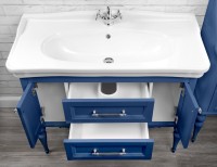 Тумба с раковиной ValenHouse Эстетика 100, синяя, подвесная, ручки хром, раковина Модерн
