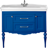 Тумба с раковиной ValenHouse Эстетика 100, синяя, подвесная, ручки хром, раковина Модерн