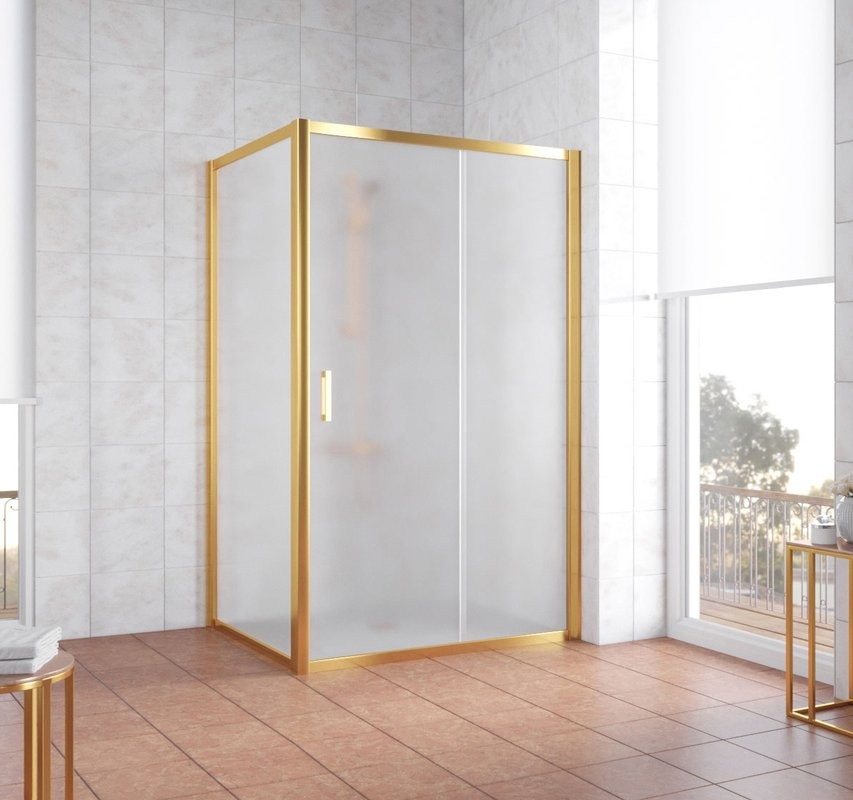Душевой уголок Vegas Glass ZP+ZPV 120*90 09 10 профиль золото, стекло сатин