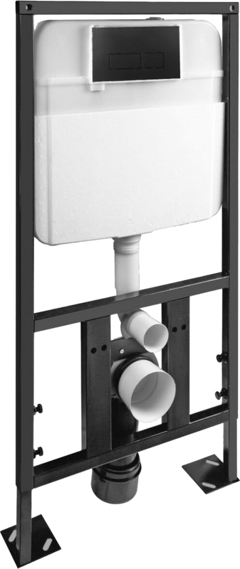 Комплект Унитаз подвесной SantiLine SL-5027MB безободковый, с микролифтом, система смыва Tornado + Инсталляция SantiLine SL-04 с черной кнопкой смыва
