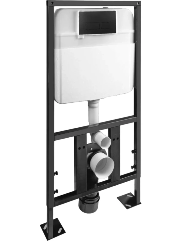 Комплект Унитаз подвесной SantiLine SL-5027MB безободковый, с микролифтом, система смыва Tornado + Инсталляция SantiLine SL-04 с черной кнопкой смыва