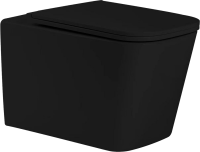 Комплект Унитаз подвесной SantiLine SL-5027MB безободковый, с микролифтом, система смыва Tornado + Инсталляция SantiLine SL-04 с черной кнопкой смыва