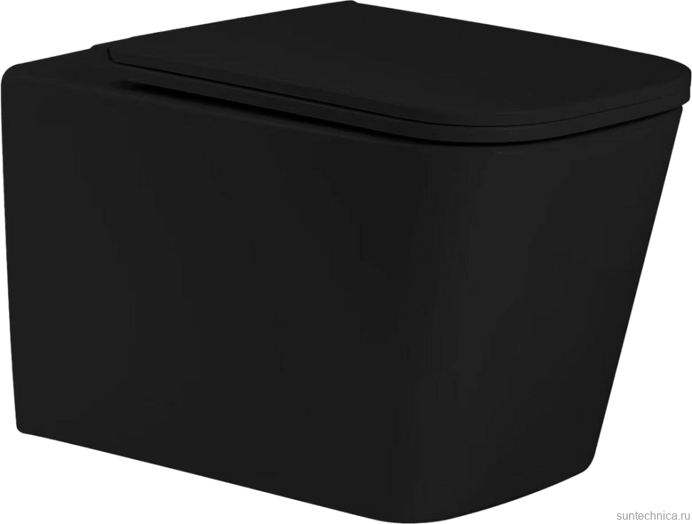 Комплект Унитаз подвесной SantiLine SL-5027MB безободковый, с микролифтом, система смыва Tornado + Инсталляция SantiLine SL-04 с черной кнопкой смыва