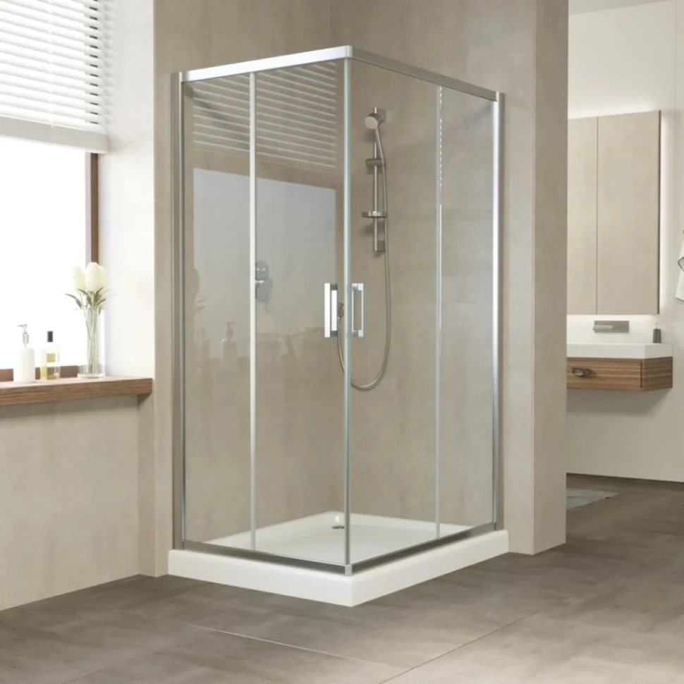Душевой уголок Vegas Glass ZA-F Tur Novo 110*90 08 01 профиль глянцевый хром, стекло прозрачное