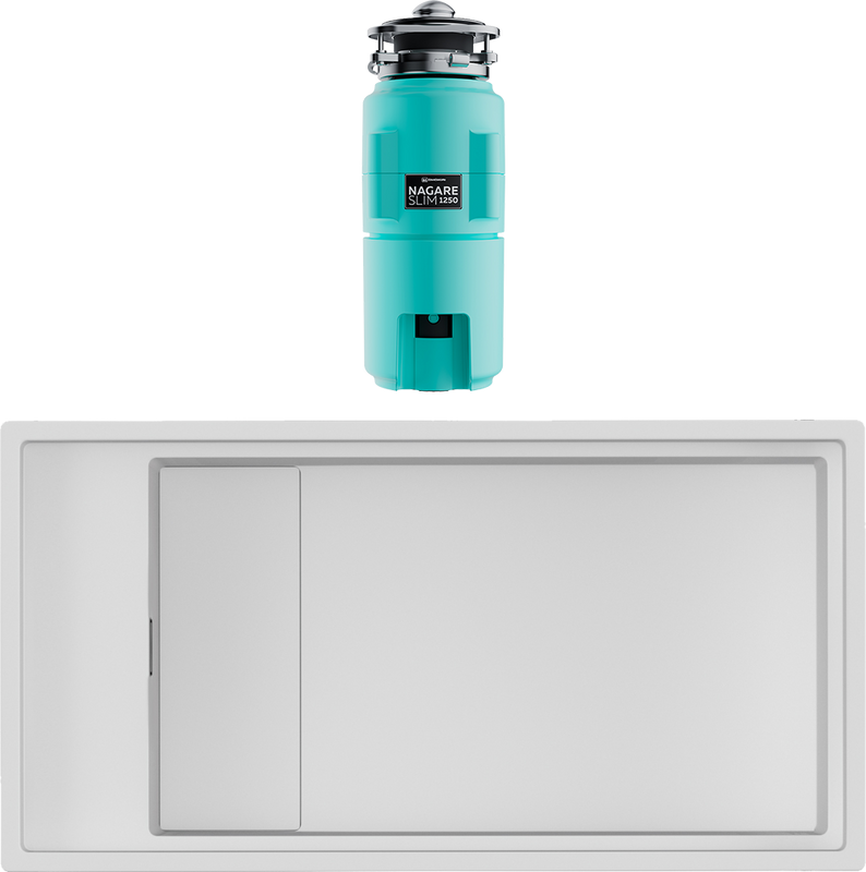 Комплект Мойка Omoikiri Kinaru 86-U/I-WH белая + Измельчитель Nagare slim 1250-AZ azur blue