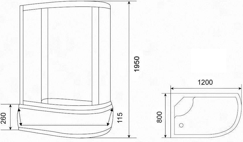 Душевой уголок Parly ZEM1201B-L 120x80, с поддоном, левый, профиль черный
