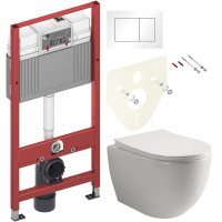 Комплект Унитаз подвесной Ceramicanova Mia Rimless CN1805 + Инсталляция TECE Base 9400413 4 в 1 с кнопкой смыва