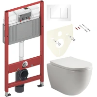 Комплект Унитаз подвесной Ceramicanova Mia Rimless CN1805 + Инсталляция TECE Base 9400413 4 в 1 с кнопкой смыва