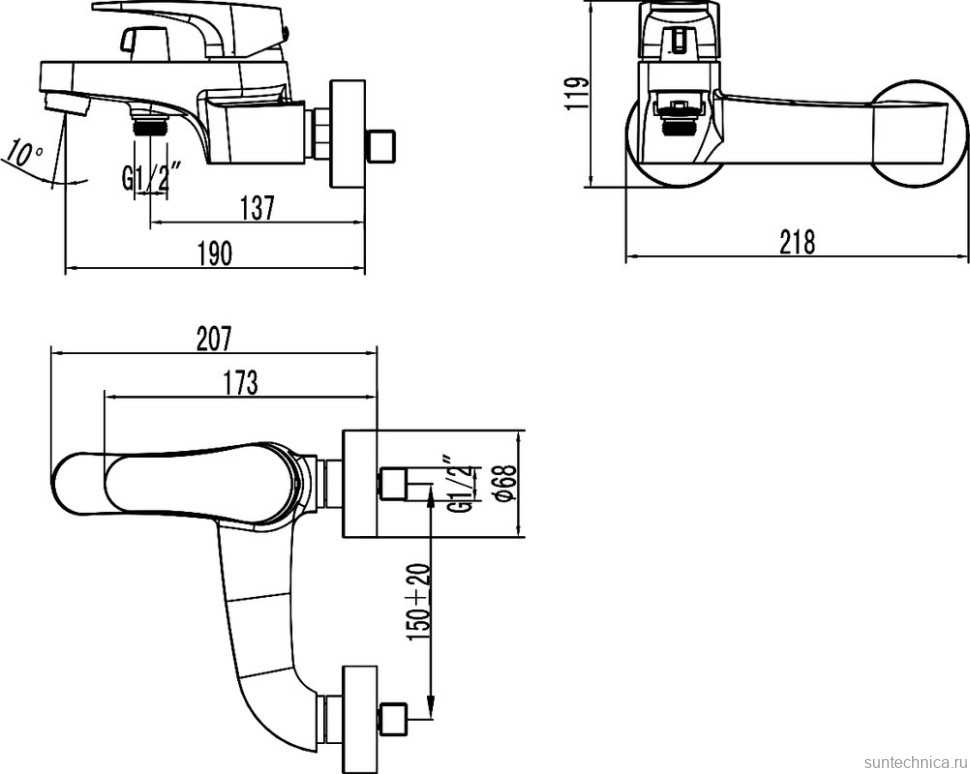 Смеситель для ванны с душем Lemark Shift LM4334C