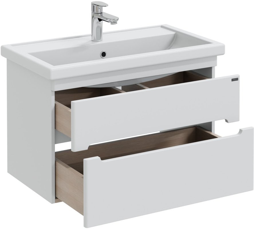 Тумба с раковиной СаНта Лондон 80 подвесная, 2 ящика