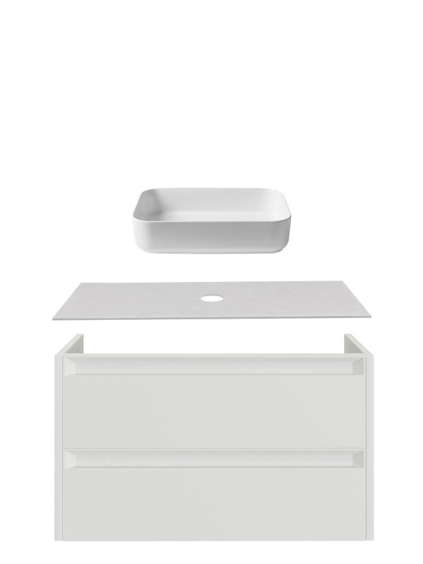 Тумба с раковиной Allen Brau Fantasy 2.0 120 матовый белый, столешница бежевая, раковина Fantasy Quad 50, белая
