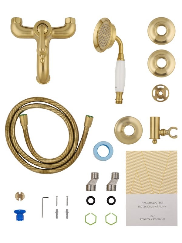 Смеситель для ванны с душем Wonzon & Woghand Steam WW-88639008-BG брашированное золото