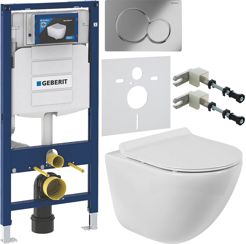 Комплект Унитаз подвесной BelBagno Amanda BB051CHR безободковый + Крышка Piano BB2111SC с микролифтом + Инсталляция Geberit Duofix UP 320 111.300.00.5 + Кнопка Sigma 01 115.770.21.5 хром + Крепления 111.815.00.1 к стене + Звукоизоляция