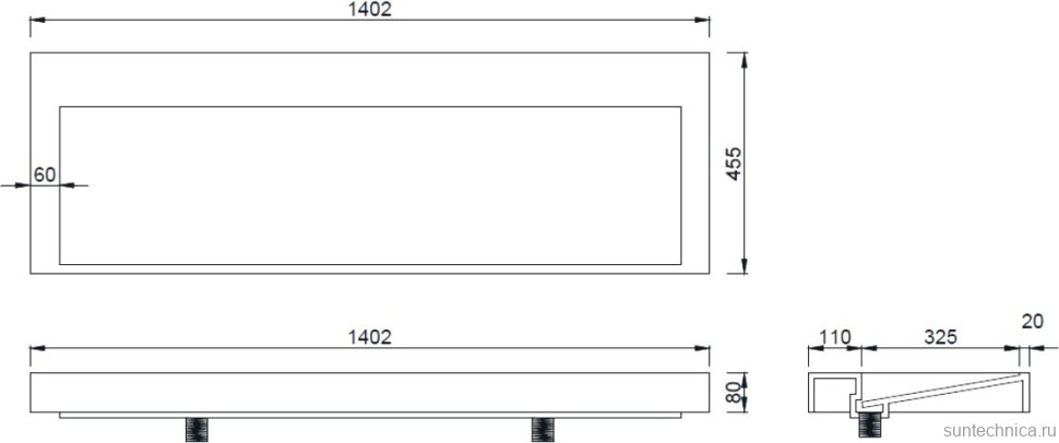 Тумба с раковиной Armadi Art Flat 140 подвесная, антрацит матовый