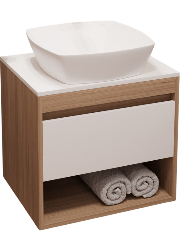 Тумба с раковиной Teymi Ritta 55 дуб эврика, матовая белая, раковина Kati 43
