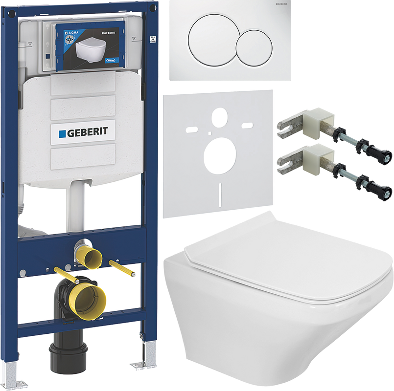Комплект Унитаз подвесной BelBagno Sela BB3201CHR белый + Крышка BB3201SC белая + Инсталляция Geberit Duofix UP 320 111.300.00.5 + Кнопка Sigma 01 115.770.11.5 белая + Крепления 111.815.00.1 к стене + Звукоизоляция