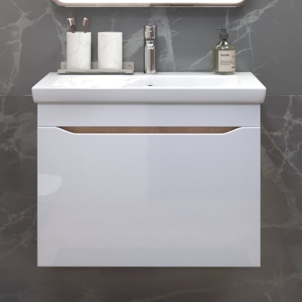 Тумба с раковиной Vigo Grani 70 подвесная, дуб золотой, раковина Como 70