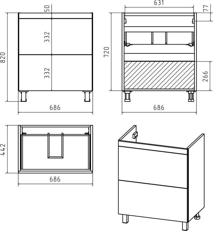 Тумба с раковиной Misty Атлантик 70 белая