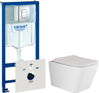 Комплект  Унитаз подвесной Ceramicanova Metric Rimless CN3007 с микролифтом, безободковый + Система инсталляции для унитазов Grohe Rapid SL 38772001,