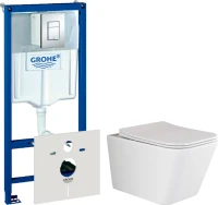 Комплект  Унитаз подвесной Ceramicanova Metric Rimless CN3007 с микролифтом, безободковый + Система инсталляции для унитазов Grohe Rapid SL 38772001,