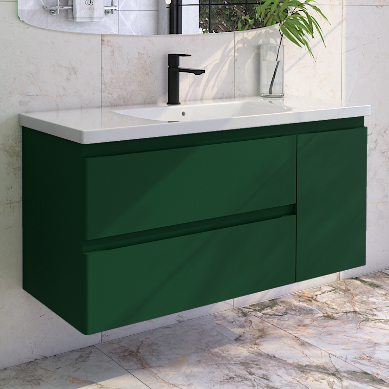 Тумба с раковиной Caprigo Forte 120 R подвесная, бутылочное стекло