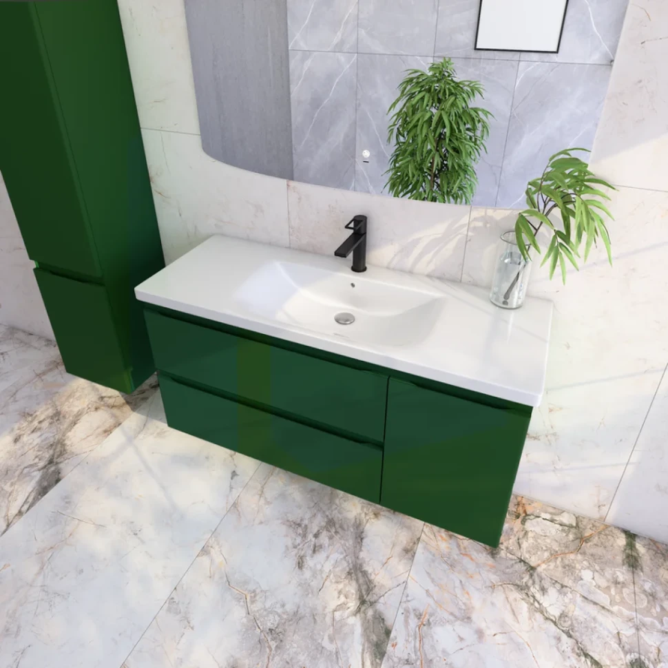 Тумба с раковиной Caprigo Forte 120 R подвесная, бутылочное стекло