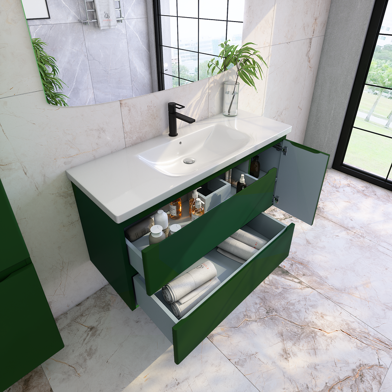 Тумба с раковиной Caprigo Forte 120 R подвесная, бутылочное стекло