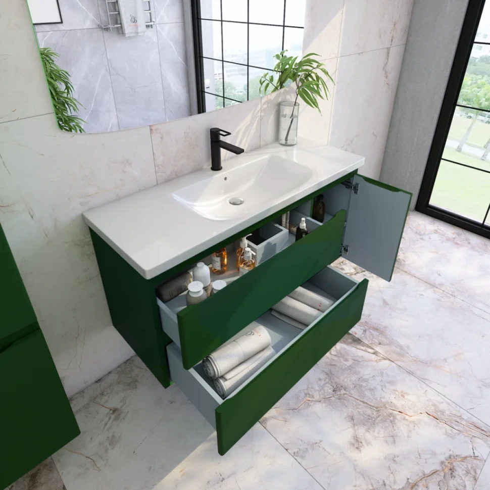 Тумба с раковиной Caprigo Forte 120 R подвесная, бутылочное стекло