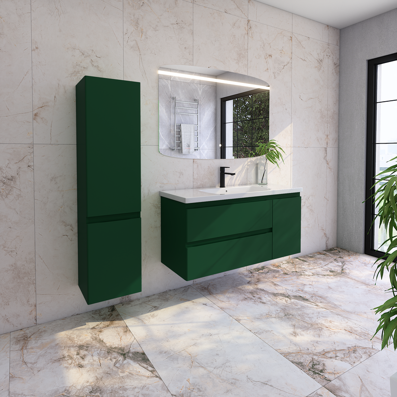 Тумба с раковиной Caprigo Forte 120 R подвесная, бутылочное стекло