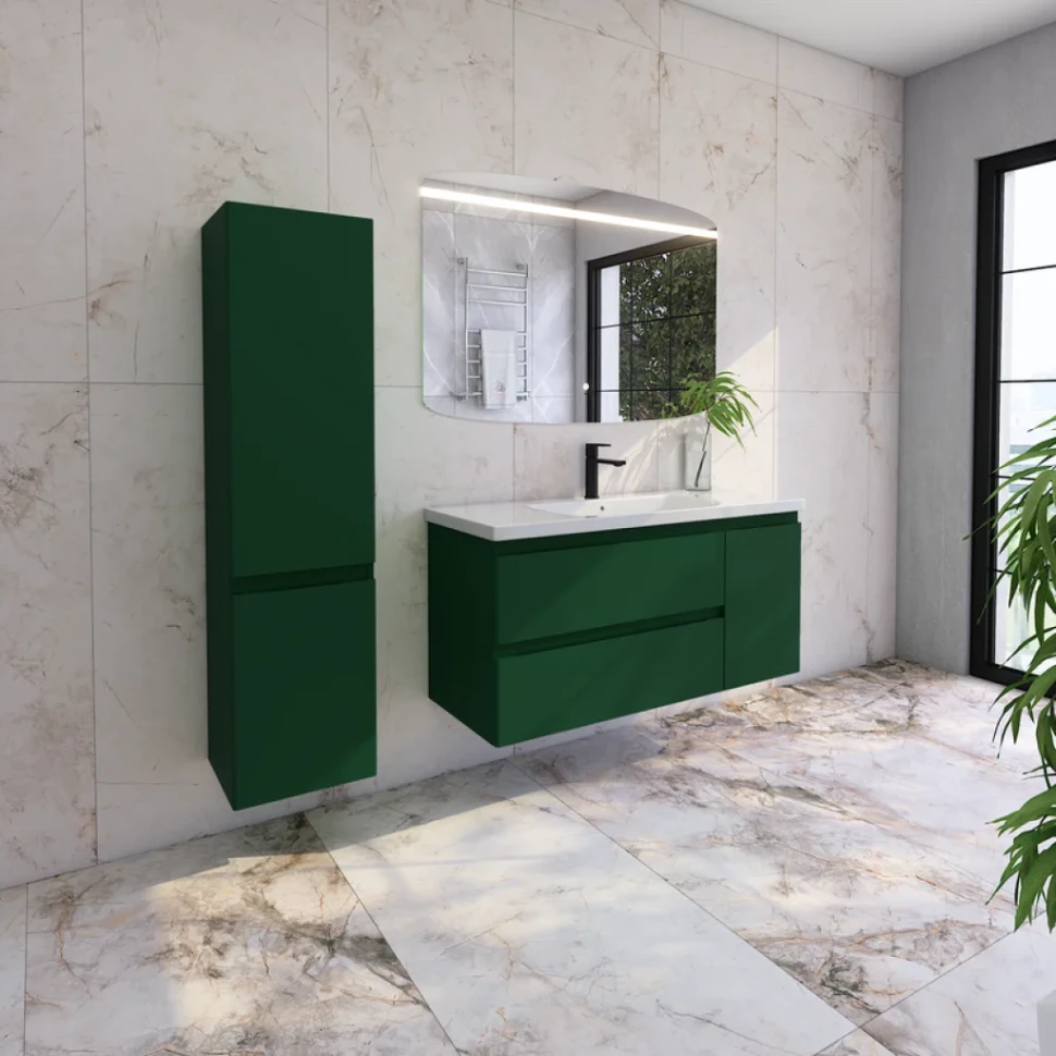 Тумба с раковиной Caprigo Forte 120 R подвесная, бутылочное стекло