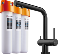 Комплект Смеситель Omoikiri Nagano PVD-GM вороненая сталь + Фильтр Pure Drop Lite