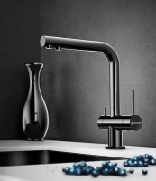 Комплект Смеситель Omoikiri Nagano PVD-GM вороненая сталь + Фильтр Pure Drop Lite