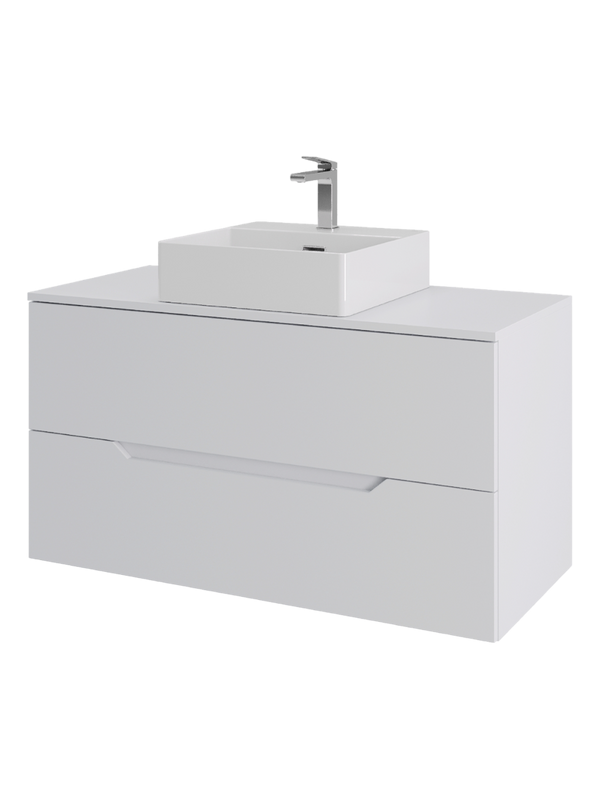 Тумба с раковиной Orange Line 100 подвесная, 2 ящика, матовая белая с раковиной B04-500W