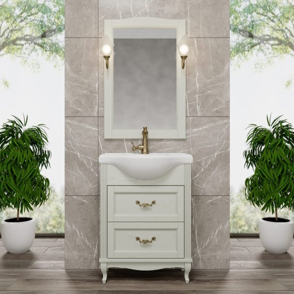 Мебель для ванной комнаты ValenHouse Эллина 65 слоновая кость, 2 ящика, ручки бронза