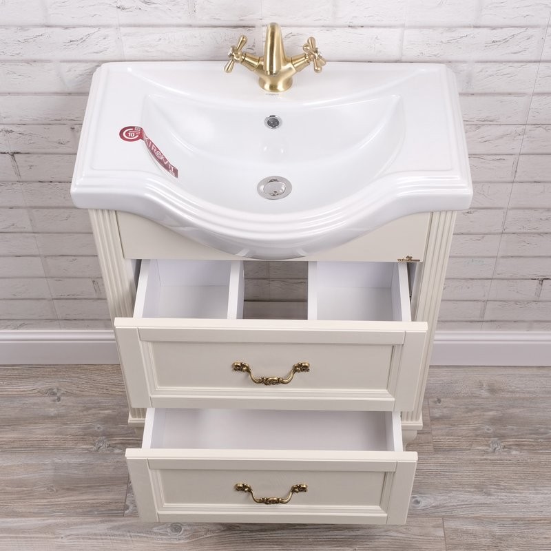 Мебель для ванной комнаты ValenHouse Эллина 65 слоновая кость, 2 ящика, ручки бронза