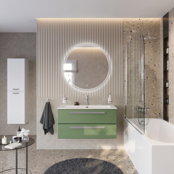 Мебель для ванной комнаты Cezares Eco Cer-N 100 фисташковый софт, раковина Eco 100, ручки серые
