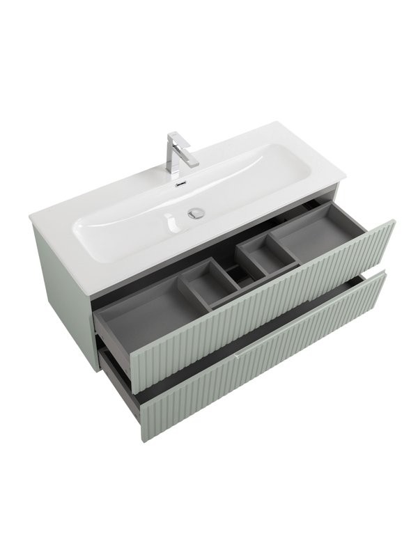 Тумба под раковину без столешницы Cezares Duet-n 120 подвесная, 2 ящика, жемчужная зеленая