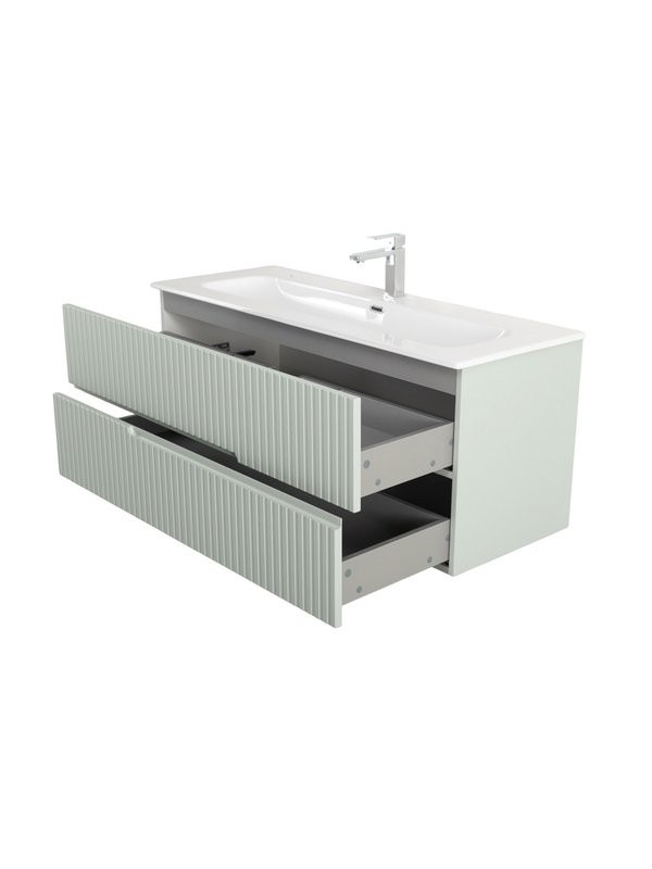 Тумба под раковину без столешницы Cezares Duet-n 120 подвесная, 2 ящика, жемчужная зеленая