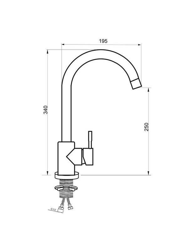 Смеситель для кухни РМС SUS124-017FL нержавеющая сталь