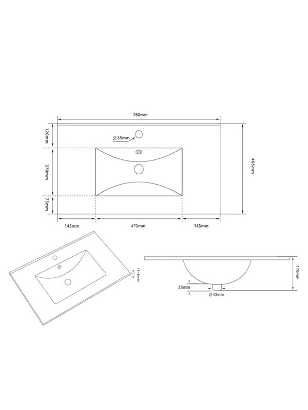 Тумба с раковиной Teymi Vitra 75 дуб, графит волна