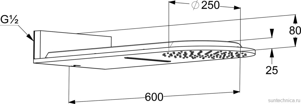 Верхний душ Kludi A-QA 6488087-00 черный матовый, хром