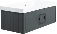 Мебель для ванной комнаты La Fenice Cubo 100 серая, ручка черная