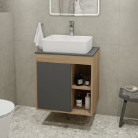 Тумба с раковиной Teymi Nura 60 дуб эврика, матовый графит, раковина Helmi S 48